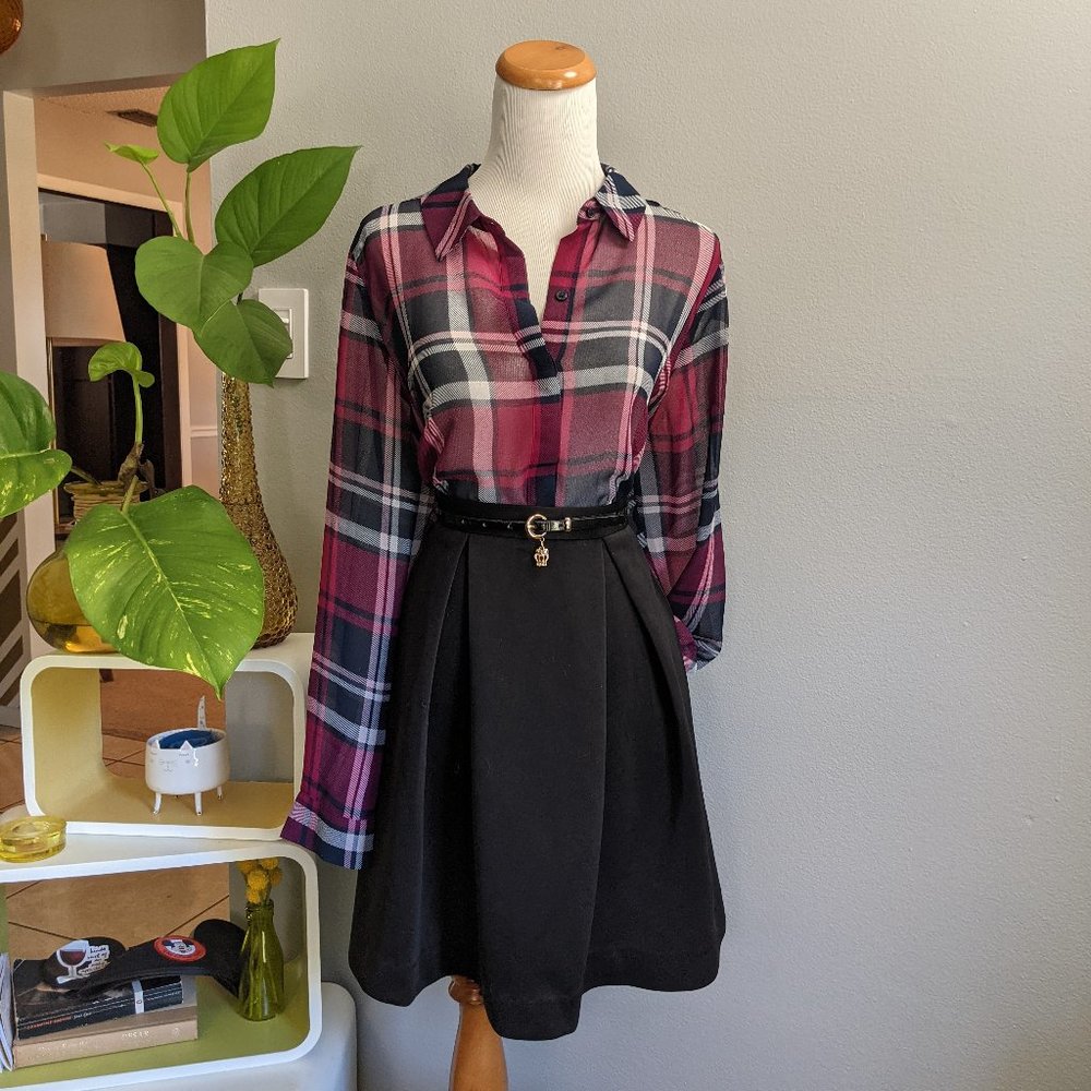 Lane Bryant Sheer Plaid Blouse